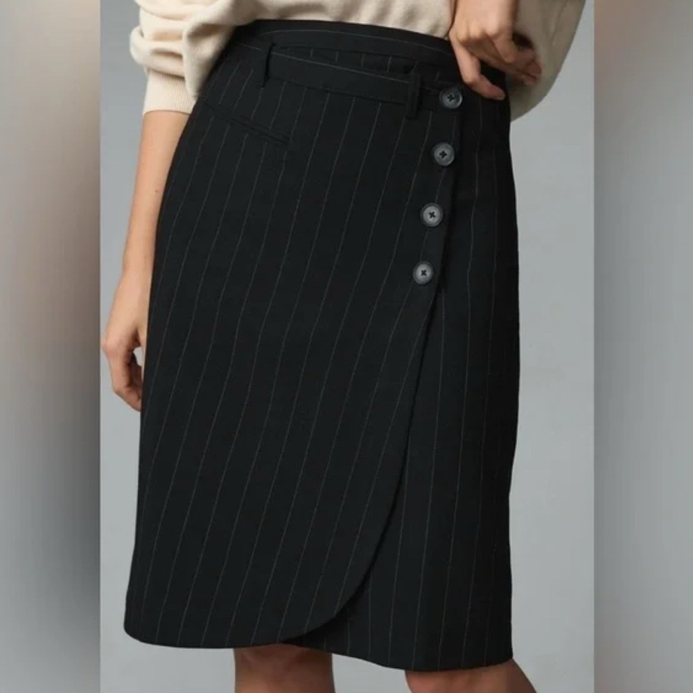 NWT Anthropologie Pinstripe Wrap Skirt Size 6